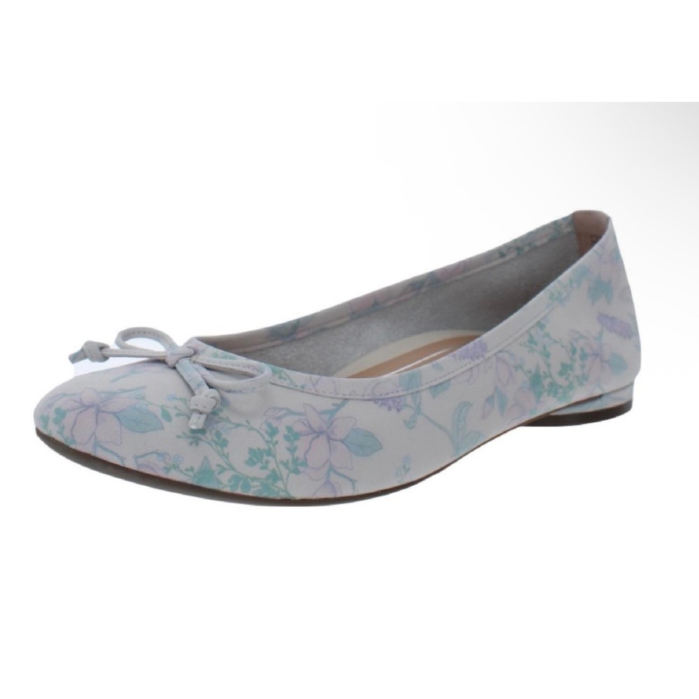 Vionic Callisto Floral Ballet Flats Womens 10 White Blue Pink Bow Orthotic Shoes